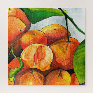 Puzzle Arte de la fruta de la acuarela del naranja mandar