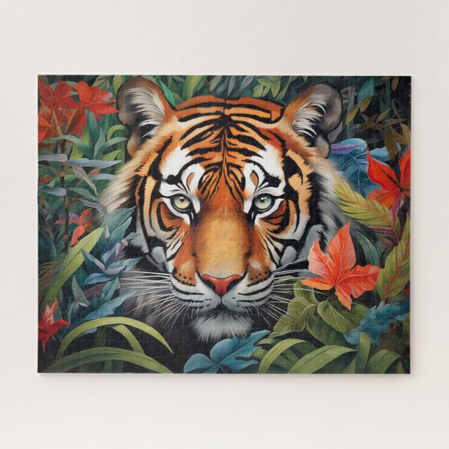 Puzzle Arte de la jungla tropical del tigre (Horizontal)