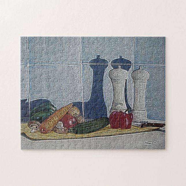 Puzzle arte de la vida peculiar de los pimientos calabaci (Horizontal)