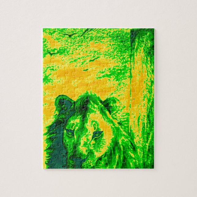 Puzzle Arte de león con visión nocturna impresión fluores (Vertical)
