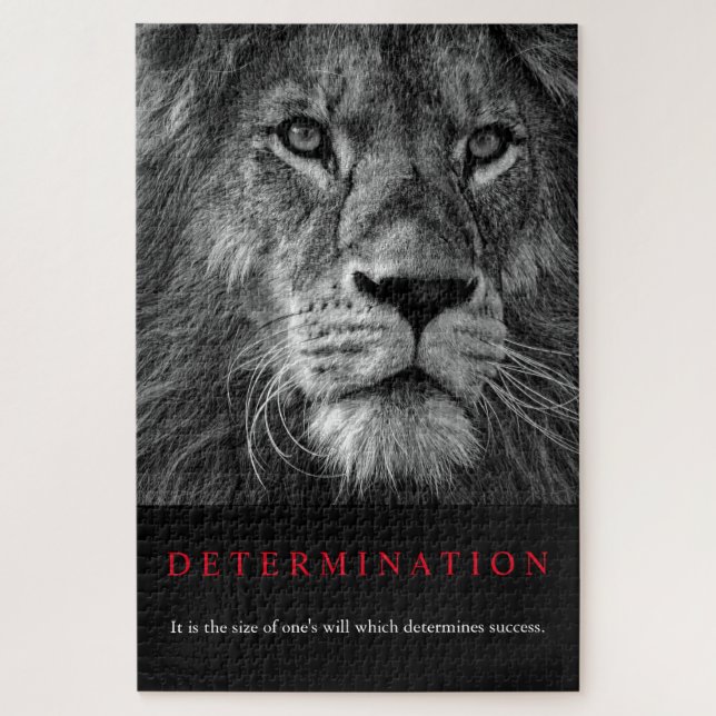 Puzzle Arte de León de determinación motivacional en blan (Vertical)