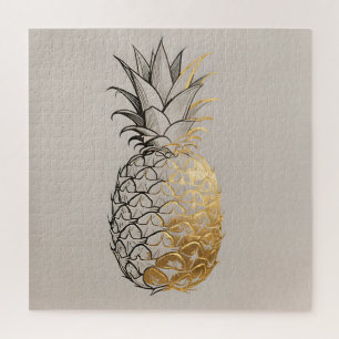 Puzzle Arte de línea de piña dorada