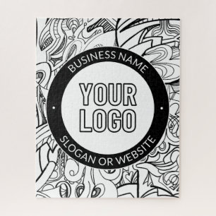 Puzzle Arte de línea moderna y su logotipo con texto edit