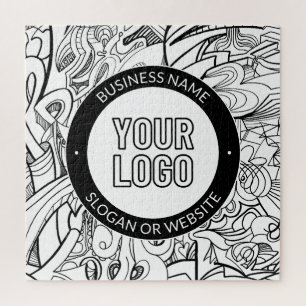 Puzzle Arte de línea moderna y su logotipo con texto edit