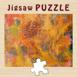Puzzle Arte de mármol de hojas naranjas Vibraciones de ot