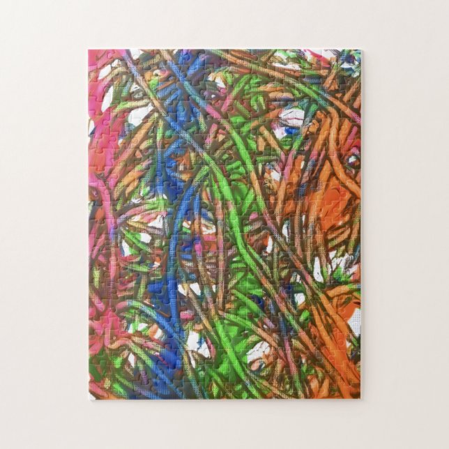 Puzzle Arte de mármol rosa, azul, verde, naranja (Vertical)