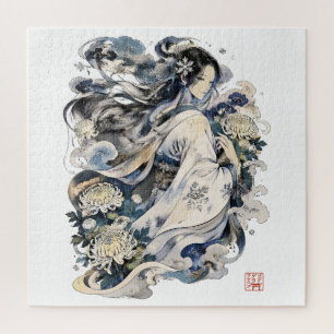 Puzzle Arte de Mujer de Nieve Japonesa Yokai de Inviern