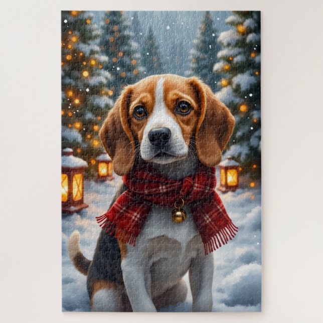 Puzzle Arte de Navidad de Beagle (Vertical)