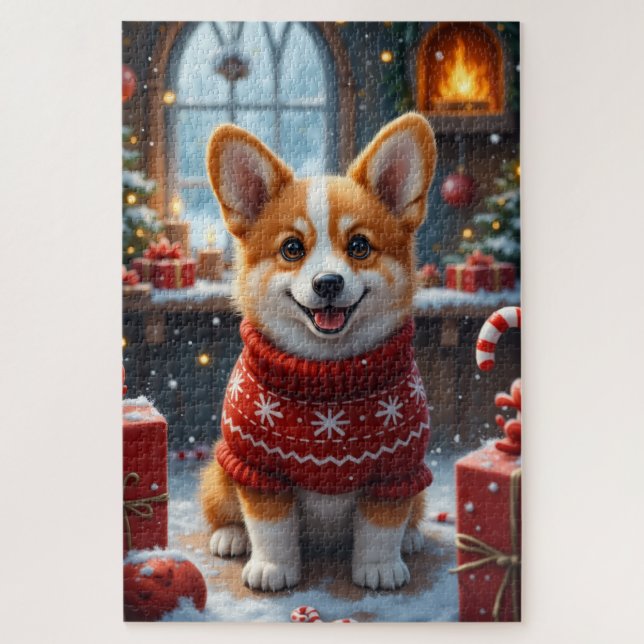 Puzzle Arte de Navidad de Corgi (Vertical)