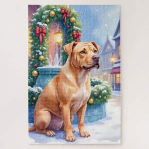 Puzzle Arte de Navidad de la Fuente del Pueblo Nevado del