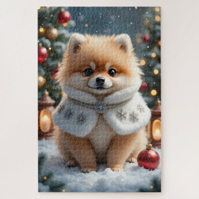 Puzzle Arte de Navidad de Pomerania (Vertical)