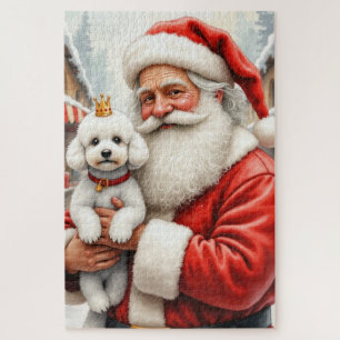 Puzzle Arte de Navidad de Santa Claus con Caniche