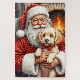 Puzzle Arte de Navidad de Santa Claus con Cockapoo