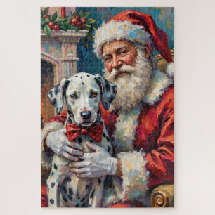 Puzzle Arte de Navidad de Santa Claus con dálmata