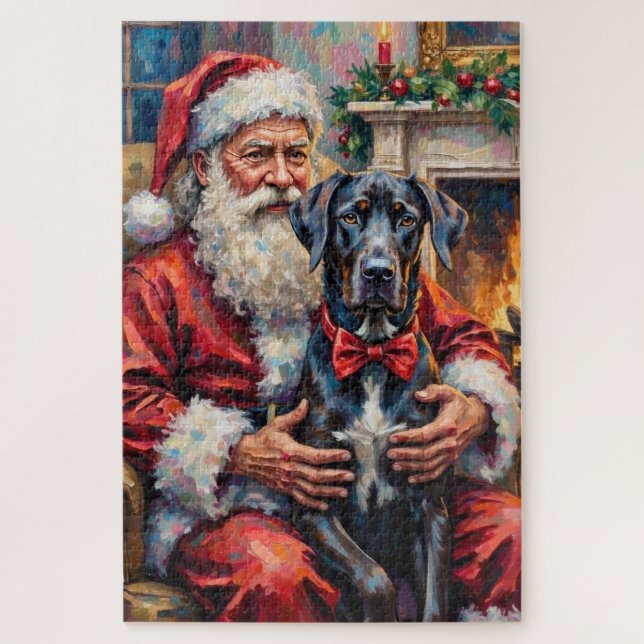 Puzzle Arte de Navidad de Santa Claus con Gran Danés (Vertical)