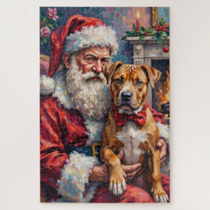 Puzzle Arte de Navidad de Santa Claus con Pitbull