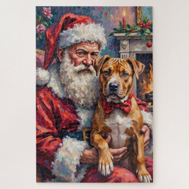 Puzzle Arte de Navidad de Santa Claus con Pitbull (Vertical)