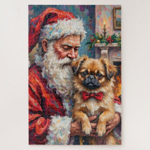 Puzzle Arte de Navidad de Santa Claus con un Pekingese
