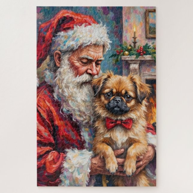 Puzzle Arte de Navidad de Santa Claus con un Pekingese (Vertical)