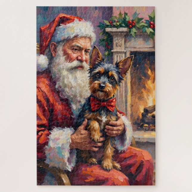 Puzzle Arte de Navidad de Santa Claus sosteniendo un Affe (Vertical)