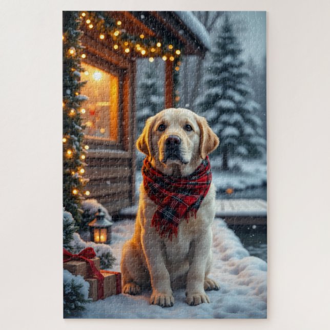 Puzzle Arte de Navidad del Labrador Retriever (Vertical)
