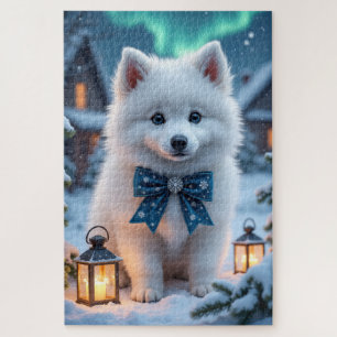 Puzzle Arte de Navidad del perro esquimal americano