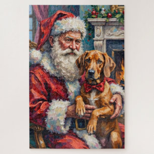 Puzzle Arte de Navidad del Rhodesian Ridgeback de Santa C