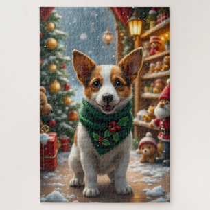 Puzzle Arte de Navidad del Terrier Jack Russell