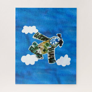 Puzzle "Arte de niños" en un jet del ejército