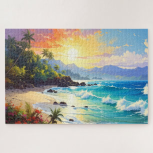 Puzzle arte de paisaje costero tropical