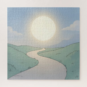 Puzzle Arte de paisaje minimalista de puesta de sol en ca