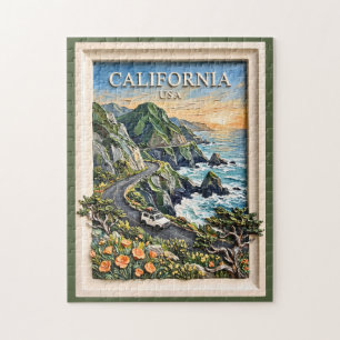 Puzzle Arte de paisaje vintage de viaje por la costa de C