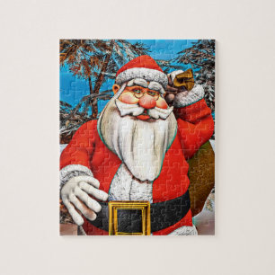 Puzzle Arte de Papá Noel Bolsa de Regalos Bosque Nevado