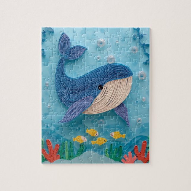 Puzzle Arte de papel de ballenato suave (Vertical)