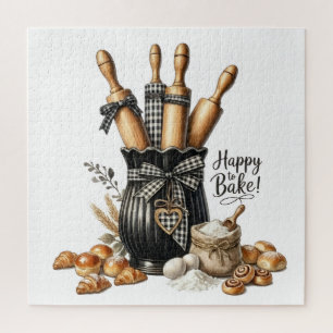 Puzzle Arte de pared con tema de repostería en acuarela -