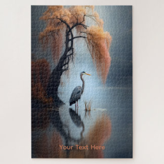 Puzzle Arte de pared de garza junto al lago 