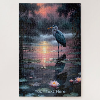 Puzzle Arte de pared de garza junto al lago 