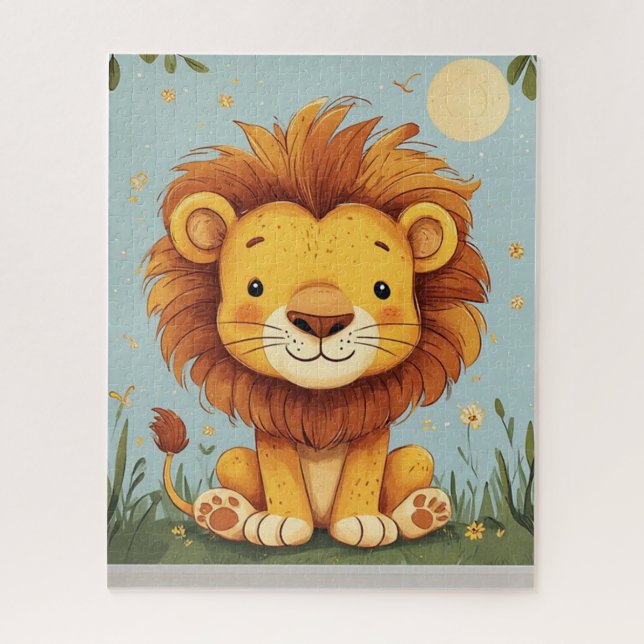 Puzzle Arte de pared de león de dibujos animados para niñ (Vertical)