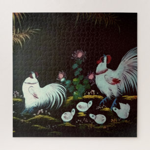 Puzzle Arte de pared de metal de familia de gallinas vint