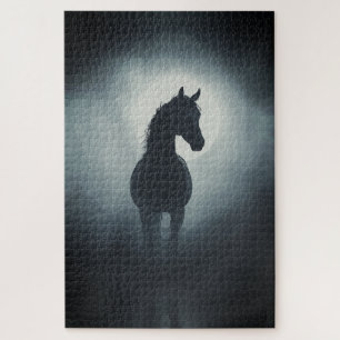 Puzzle Arte de pared de noche encantada con silueta de ca