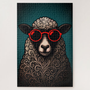 Puzzle Arte de pared de ovejas geniales