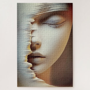 Puzzle Arte de Pared de Rostro Femenino Abstracto – Textu