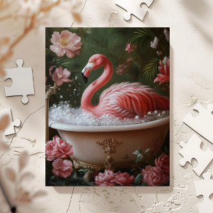 Puzzle Arte de pared floral tropical de bañera de flamenc