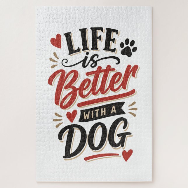 Puzzle Arte de pared para amantes de perros - La vida es  (Vertical)