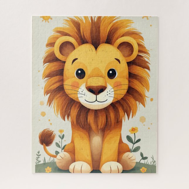 Puzzle Arte de pared para guardería de león lindo selva (Vertical)