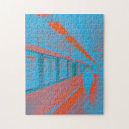 Puzzle Arte de parisina en el metro en naranja azul