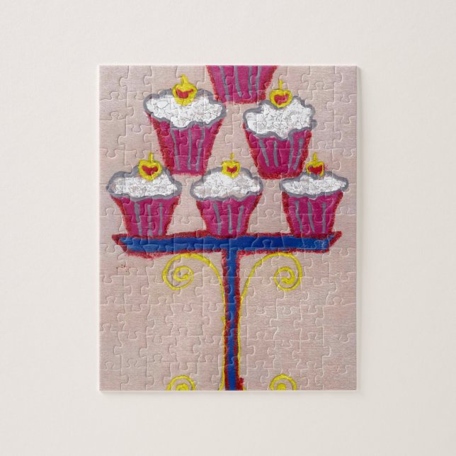 Puzzle Arte de pasteles con fondo de cerezo y rosa (Vertical)