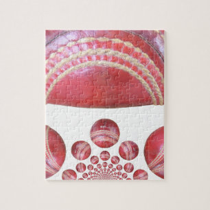 Puzzle Arte de Pelota de Cricket Roja - Crimson Spin