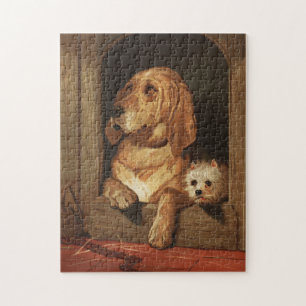 Puzzle Arte de perro Bloodhound y Westie Victoriano vinta