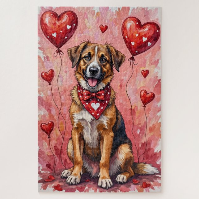 Puzzle Arte de perro pastor de Anatolia de San Valentín c (Vertical)